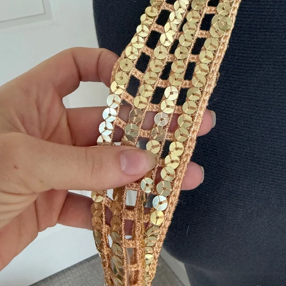 Vintage Y2K‎ Sequin Crochet Neck Scarf